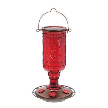 Classic 20oz Red Jewel Glass Hummingbird Feeder 5 Ports