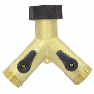 Gilmour Brass Dual Y w Shut Off Valves