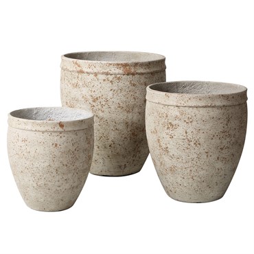 MCarr 3pc Tall Round Planter Set Terra White