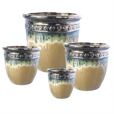 MCarr 16PC Round Pltr Plt Gold On Yel Cream