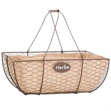Panacea 14" Herb Basket With Burlap Liner Rust