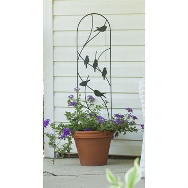 Panacea 40" Perched Bird Pot Trellis Black