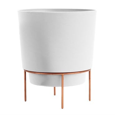 Bloem 10" Hopson Planter Casper White With Metal Stand