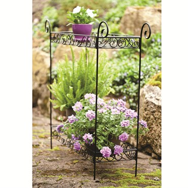 Panacea 33" Scroll 2 Tier Plant Stand Black