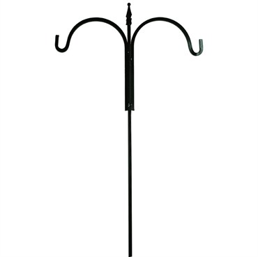 AGW 90"x24" Square Tall Double Shepherd Hook w/ Finial Black