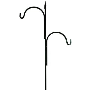 AGW 90"x24" Square Tall Offset Shepherd Hook w/ Finial Black