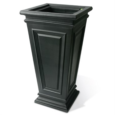 Algreen 27" Covington Square Taper Self Water Planter Black
