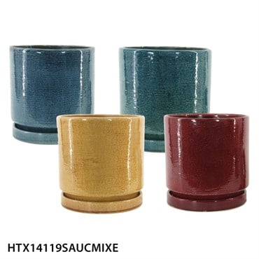 MCarr 18PC Round Cache Pot W/Saucer Set Mix Colors