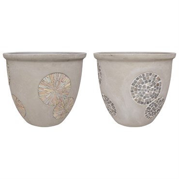 MCarr 24pc Light Cement Mosaic Round Planter Pallet