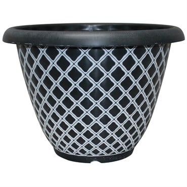 Southern Patio 13" Quilted Bell Planter Black & White