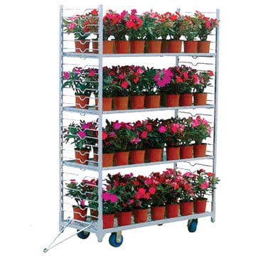 Grower Select 2259SS Sliding Shelf Cart 3 Shelves 2 End Pan