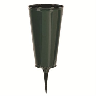 Memorial Vase 4" Green Small Flat Bottom