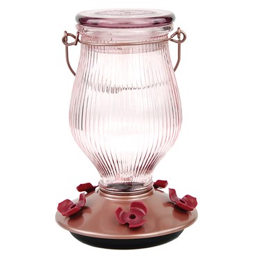Perky Pet 24oz Glass Top Fill Hummingbird Feeder Rose Gold