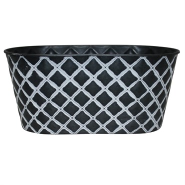 Southern Patio 14" Quilted Oval Planter Black & White
