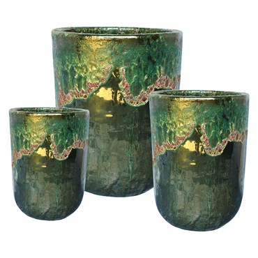 MCarr 12PC Tall Round Plt Volcanic Fall Green