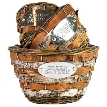 Gardener Select 3pc Birch Bark Round Flower Woven Basket Planter 9/CS