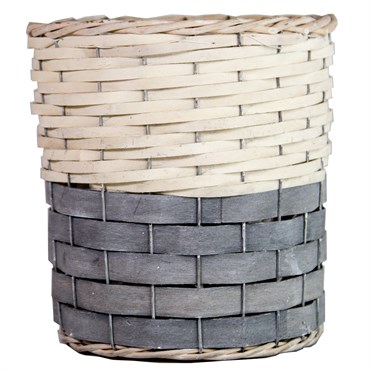 Gardener Select 3pc Grey White Wood Round Woven Basket Planter 12/CS