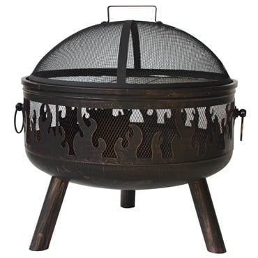 Gardener Select 26" Wild Fire Flame Fire Pit Bronze with Galvanized Cooking Grid, Mesh Cover and Poker