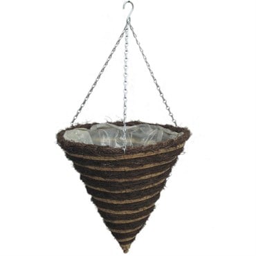 Gardener Select 14" Cone Hanging Basket Striped Resin Wicker 20/CS