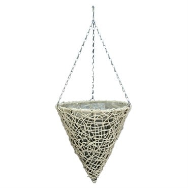 Gardener Select 14" Cone Hanging Basket White Wicker 20/CS