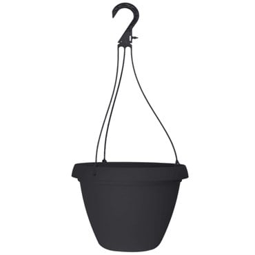 Grower Select 10.50 Cove Combo Hanging Basket, with Hanger, Black, 66 per Case, 10.51in OD x 6.75in H, 1.68Gallon
