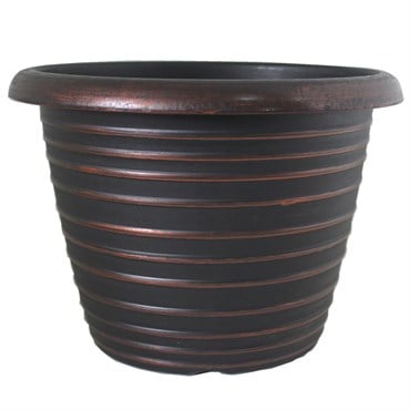 Grower Select 13.00 Stout Round Full Rings Copper Brush on Black 2.94gal 15/CS - 13.3in OD x 9.5in H x 8in BD