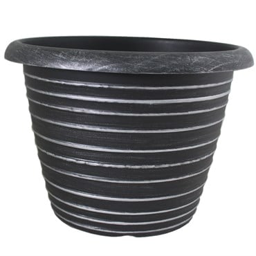 Grower Select 13.00 Stout Round Full Rings Silver Brush on Black 2.94gal 15/CS - 13.3in OD x 9.5in H x 8in BD