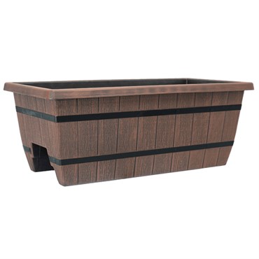 Grower Select 24.00 Cask Railing Window Box, Chestnut, 20 per Case, 23.82in L x 11.81in W x 9.06in H, 13.9 Gallon