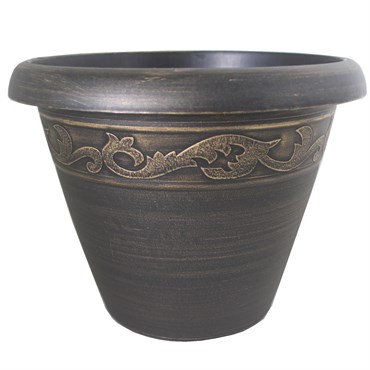 Grower Select 13.00 Naomi Planter Gold Brush on Black 2.95gal 12/CS - 13.2in OD X 10.2in H x7.12in BD