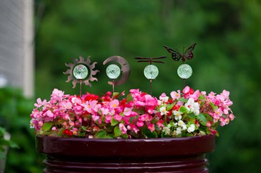 E-V 24pc Celestial Garden Critter Pot Stakes Asst
