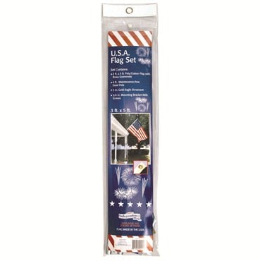 FlagZone Set 3'x5' Poly Cotton US Flag W/ 6' Pole
