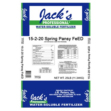 Jacks Prof Spring Pansy FeED 15-2-20 25Lb (80/Pl) HAZ