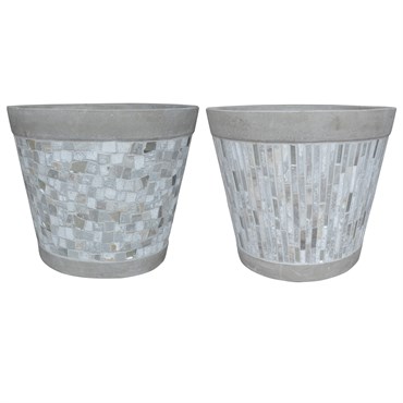 MCarr 32pc Light Cement Mosaic Round Planter Pallet