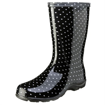 Sloggers Womens Boot Black White Polka Dot Size 9