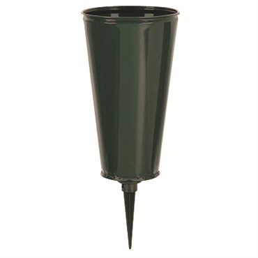 Memorial Vase 5" Green Large Flat Bottom