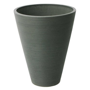 Algreen 11"x14" Round Ribbed Planter Charcoal