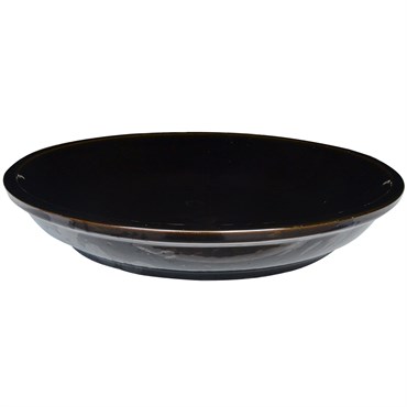 MCarr 9.8" Glazed Flared Round Saucer Glossy Black