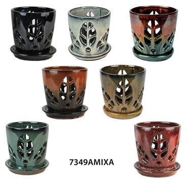 MCarr 12PC 5.5" Leaf Orchid Pot Mixed Asst