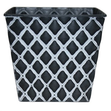 Southern Patio 7.5" Quilted Square Planter Black & White