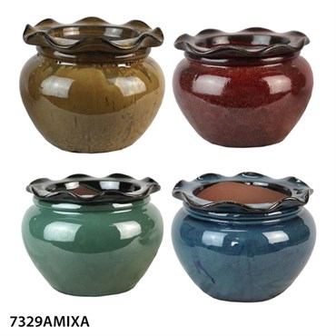 MCarr 4PC 8" Self Watering Scallop Orchid Pot Mixed