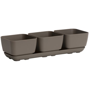 Majestic Trio Planter Taupe Herb & Succulent Planter