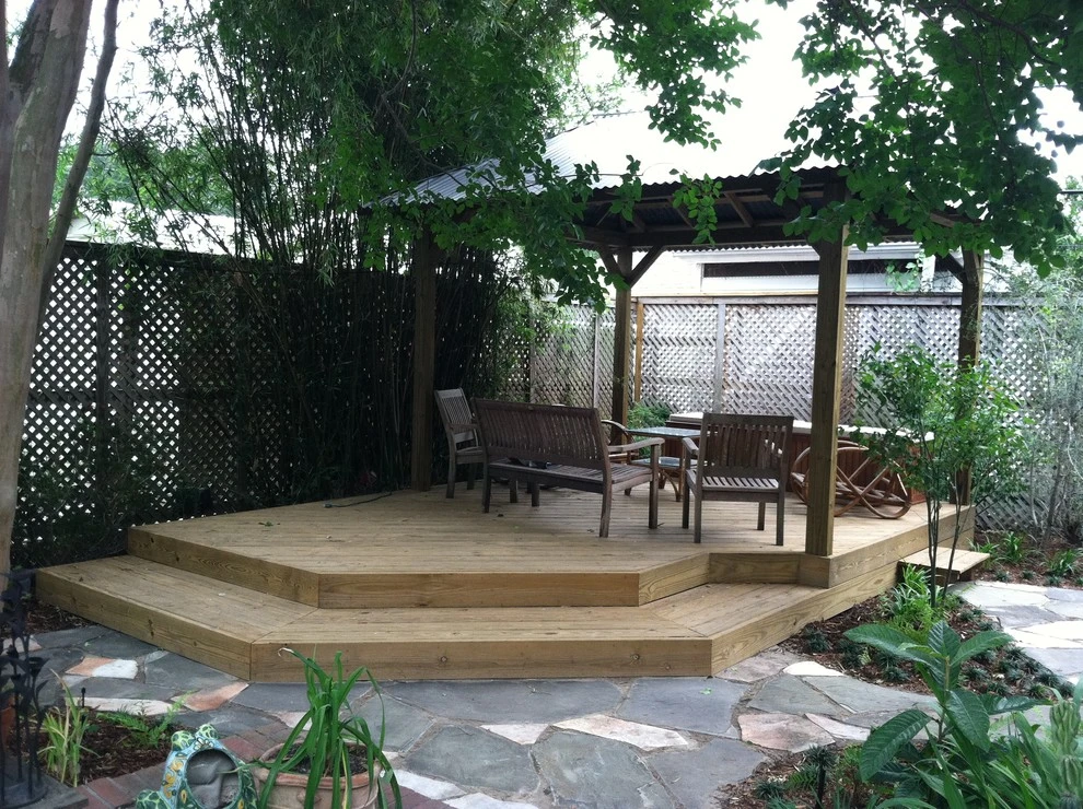 Metairie Backyard Deck, Flagstone and Native Plants by EcoUrban Landscaping - Photo 2