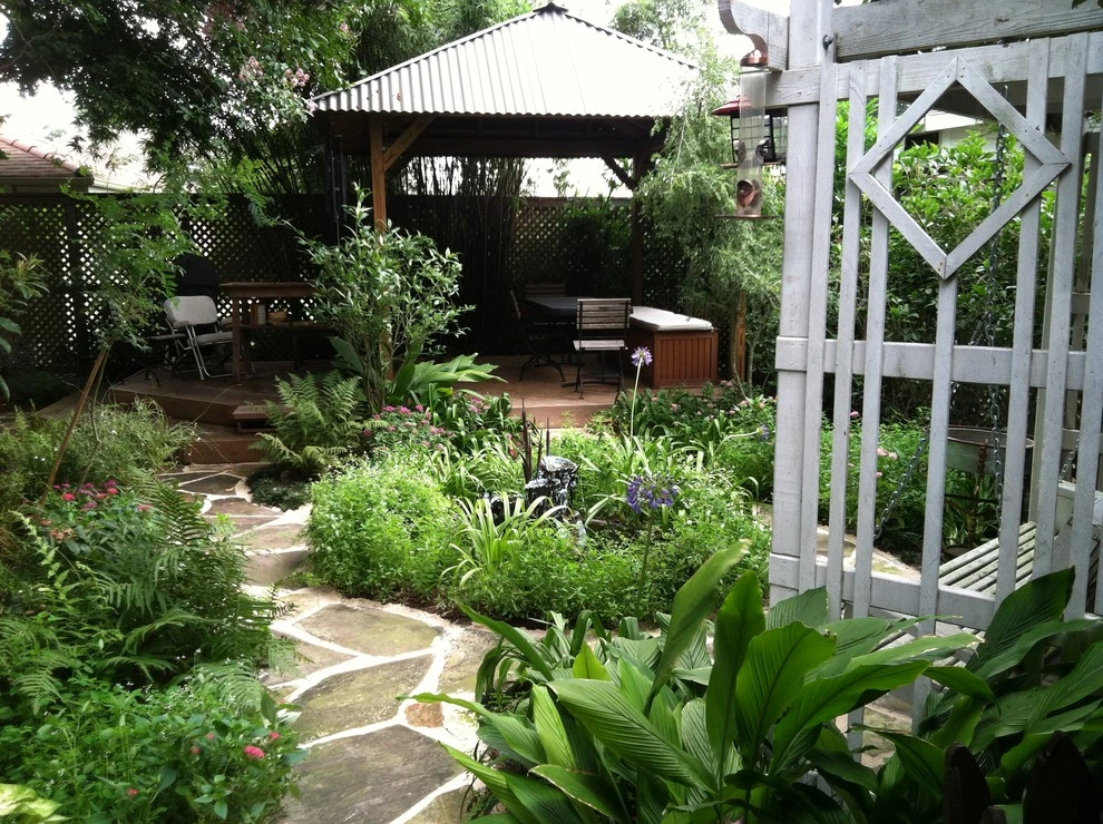 Metairie Backyard Deck, Flagstone and Native Plants by EcoUrban Landscaping - Photo 3