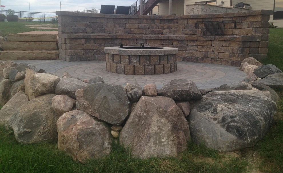 Belgian Block Seating Wall, Granite Boulder Retaining Wall, Paver Patio by Above And Beyond Complete Grounds Maintenance - Photo 17