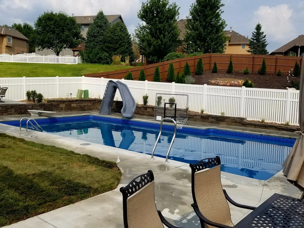 Swimming Pool with 8" Clifton Wall by Above And Beyond Complete Grounds Maintenance - Photo 2