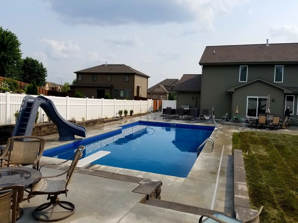 Swimming Pool with 8" Clifton Wall by Above And Beyond Complete Grounds Maintenance - Photo 5