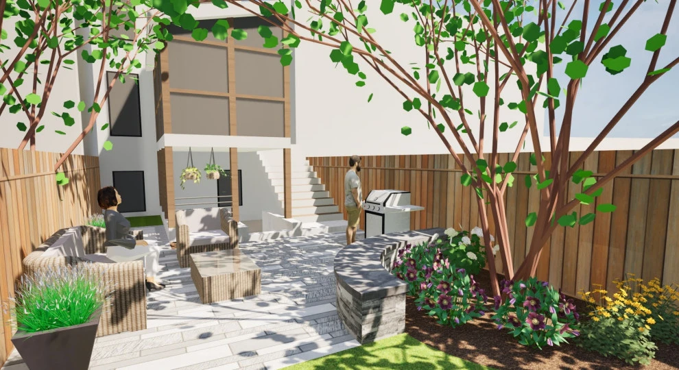 Contemporary backyard improvement and green roof by Lawson Yardscapes - Photo 3