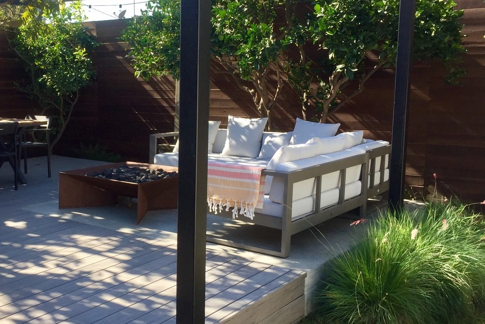 California Backyard Deck, Firepit, and Water Fountian by Gravel And Green - Photo 3