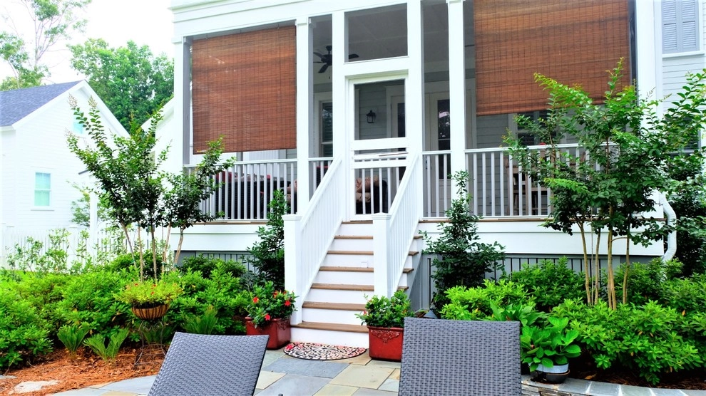 Blue stone patio and pond view by Green Grass Landscape Contractors - Photo 12