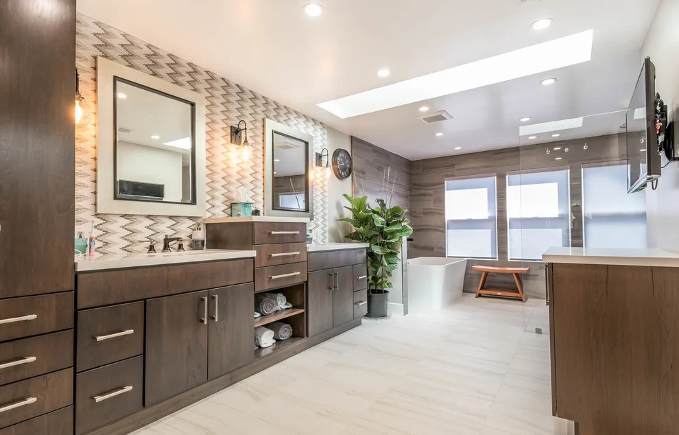 Monochrome Modern Bathroom Renovation by Modern Builders Co LLC - Photo 12